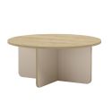 Table basse ronde Ø80cm en mélaminé plateau imitation bois et piètement beige - HESTIA