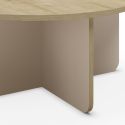 Table basse ronde Ø80cm en mélaminé plateau imitation bois et piètement beige - HESTIA
