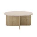 Table basse ronde Ø80cm en mélaminé plateau beige et piètement imitation bois - HESTIA