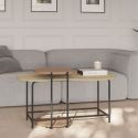 Tables basses gigogne 1 table ovale plateau imitation bois et 1 table ronde plateau terracotta piètement métal noir - RHEA