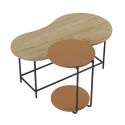 Tables basses gigogne 1 table ovale plateau imitation bois et 1 table ronde plateau terracotta piètement métal noir - RHEA