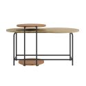 Tables basses gigogne 1 table ovale plateau imitation bois et 1 table ronde plateau terracotta piètement métal noir - RHEA