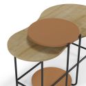 Tables basses gigogne 1 table ovale plateau imitation bois et 1 table ronde plateau terracotta piètement métal noir - RHEA