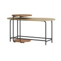 Tables basses gigogne 1 table ovale plateau imitation bois et 1 table ronde plateau terracotta piètement métal noir - RHEA