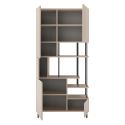 Etagère graphique et asymétrique semi-ouverte 5 portes en mélaminé beige et métal noir - MANEL