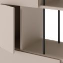Etagère graphique et asymétrique semi-ouverte 5 portes en mélaminé beige et métal noir - MANEL