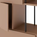 Etagère graphique et asymétrique semi-ouverte 5 portes en mélaminé terracotta et métal noir - MANEL