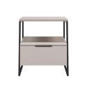 Chevet 2 niveaux avec 1 tiroir en mélaminé beige et structure en métal laqué noir - VELIANI