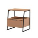 Chevet 2 niveaux avec 1 tiroir en mélaminé terracotta et structure en métal laqué noir - VELIANI