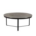 Table basse ronde Ø90cm en métal martelé et sculpté finition brossé pied laqué noir - SOHALIA
