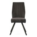 Lot de 6 chaises en velours côtelé et pieds en métal laqué noir coloris anthracite - BANIL