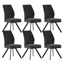 Lot de 6 chaises en velours côtelé et pieds en métal laqué noir coloris anthracite - BANIL