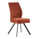 Lot de 6 chaises en velours côtelé et pieds en métal laqué noir coloris rouille - BANIL