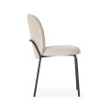 Lot de 6 chaises en tissu polyester doux beige et pieds en métal laqué noir - DARRIS