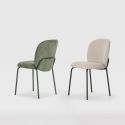 Lot de 4 chaises en tissu polyester doux vert et pieds en métal laqué noir - DARRIS