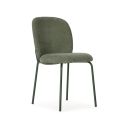Lot de 6 chaises en tissu polyester doux vert et pieds en métal laqué noir - DARRIS