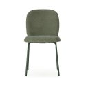 Lot de 6 chaises en tissu polyester doux vert et pieds en métal laqué noir - DARRIS
