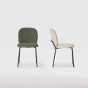 Lot de 6 chaises en tissu polyester doux vert et pieds en métal laqué noir - DARRIS