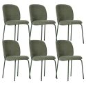 Lot de 6 chaises en tissu polyester doux vert et pieds en métal laqué noir - DARRIS