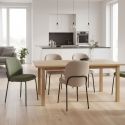 Lot de 4 chaises en tissu polyester doux vert et pieds en métal laqué noir - DARRIS