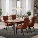 Lot de 4 chaises en tissu polyester doux terracotta et pieds en métal laqué noir - DAMYAN