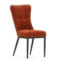 Lot de 4 chaises en tissu polyester doux terracotta et pieds en métal laqué noir - DAMYAN