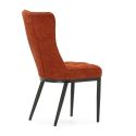 Lot de 4 chaises en tissu polyester doux terracotta et pieds en métal laqué noir - DAMYAN