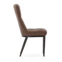 Lot de 6 chaises en tissu polyester doux chocolat et pieds en métal laqué noir - DAMYAN