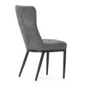 Lot de 6 chaises en tissu polyester doux gris et pieds en métal laqué noir - DAMYAN