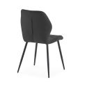 Lot de 4 chaises en tissu polyester doux noir et pieds en métal laqué noir - LUCIANA