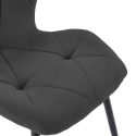 Lot de 4 chaises en tissu polyester doux noir et pieds en métal laqué noir - LUCIANA