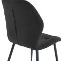 Lot de 6 chaises en tissu polyester doux noir et pieds en métal laqué noir - LUCIANA