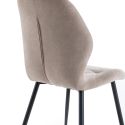 Lot de 6 chaises en tissu polyester doux taupe et pieds en métal laqué noir - LUCIANA