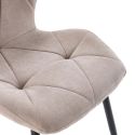 Lot de 6 chaises en tissu polyester doux taupe et pieds en métal laqué noir - LUCIANA