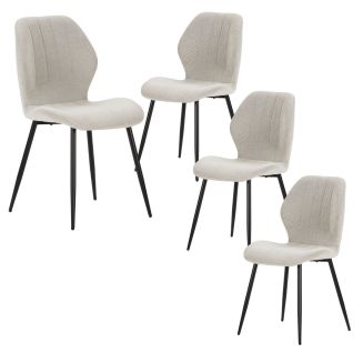 Lot de 4 chaises en tissu polyester maillé crème et pieds en métal laqué noir - MALDI