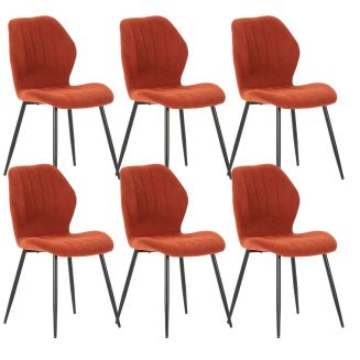 Lot de 6 chaises en tissu polyester maillé brique et pieds en métal laqué noir - MALDI