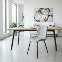 Lot de 6 chaises en tissu polyester maillé gris clair et pieds en métal laqué noir - MALDI