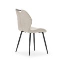 Lot de 6 chaises en tissu polyester maillé beige avec poignée et pieds en métal laqué noir - MILDA