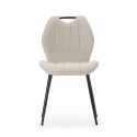 Lot de 6 chaises en tissu polyester maillé beige avec poignée et pieds en métal laqué noir - MILDA