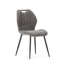 Lot de 4 chaises en tissu polyester maillé gris avec poignée et pieds en métal laqué noir - MILDA