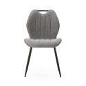 Lot de 4 chaises en tissu polyester maillé gris avec poignée et pieds en métal laqué noir - MILDA