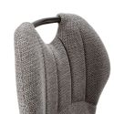 Lot de 4 chaises en tissu polyester maillé gris avec poignée et pieds en métal laqué noir - MILDA