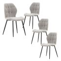 Lot de 4 chaises en tissu polyester maillé gris clair et pieds en métal laqué noir - NALCY