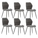 Lot de 6 chaises en tissu polyester maillé gris anthracite et pieds en métal laqué noir - NALCY