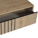 Table Basse 1 Tiroir Aspect bois Détail Déco Lignes Verticales Noires - ANTHONY