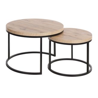 CANYON - Table Basse Gigogne Aspect Bois Piètement Métal Noir