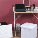 BADIE - Bureau Plateau Effet Bois et Piètement Blanc