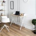 BADIE - Bureau Plateau Effet Bois et Piètement Blanc
