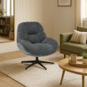 NOAM - Fauteuil Pivotant En Tissu Polyester Gris