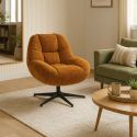 NOAM - Fauteuil Pivotant En Tissu Polyester Jaune